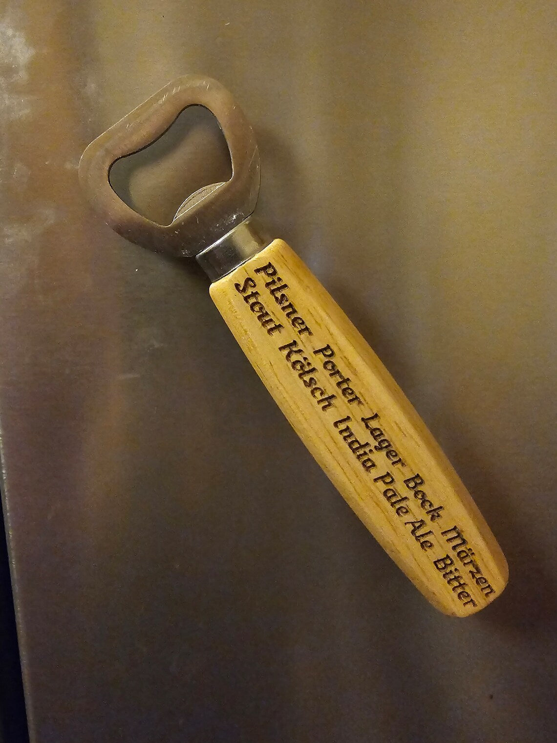 Laser Engraved Wooden and Stainless Steel Bottle Opener Gift Idea Birthday, Stocking Stuffer, Yankee Swap Gift