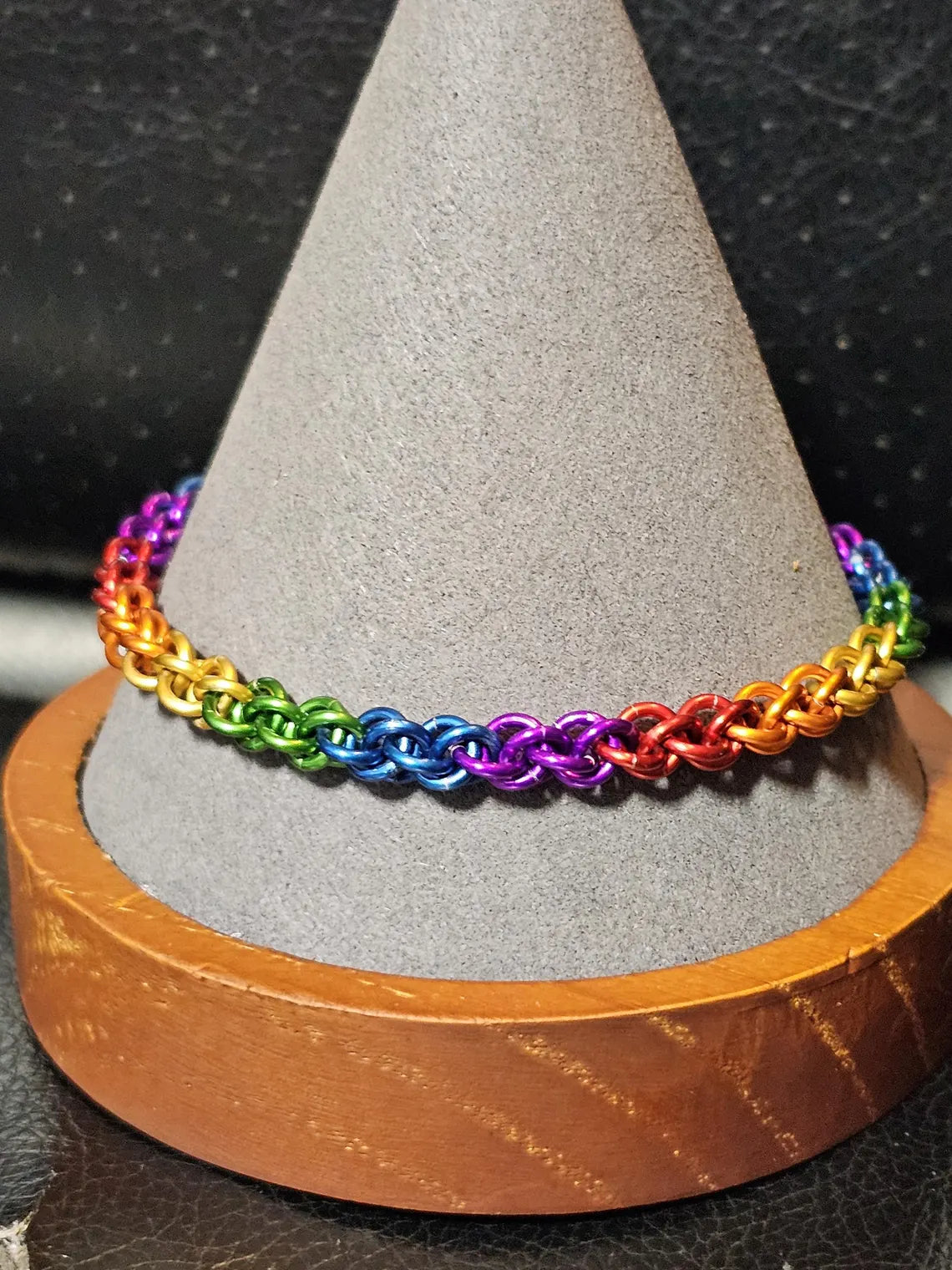 Rainbow Pride Chainmail Bracelet Anklet LGBTQ Pride Custom Size Anodized Aluminum JPL Weave