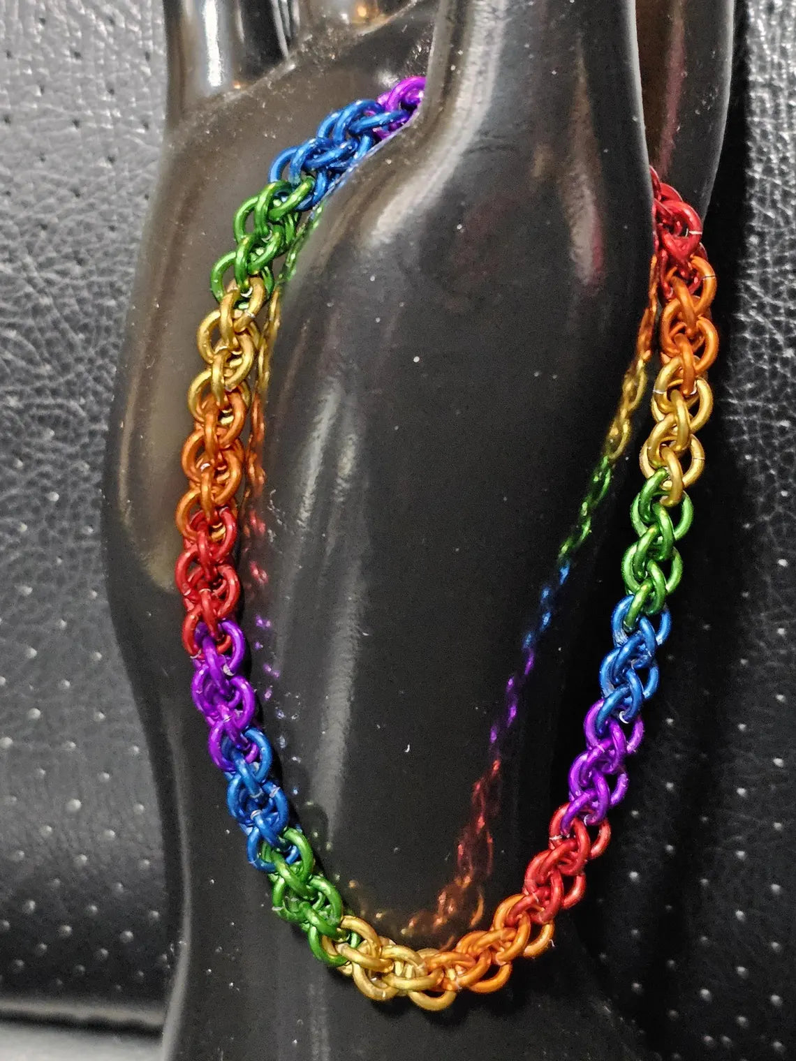 Rainbow Pride Chainmail Bracelet Anklet LGBTQ Pride Custom Size Anodized Aluminum JPL Weave