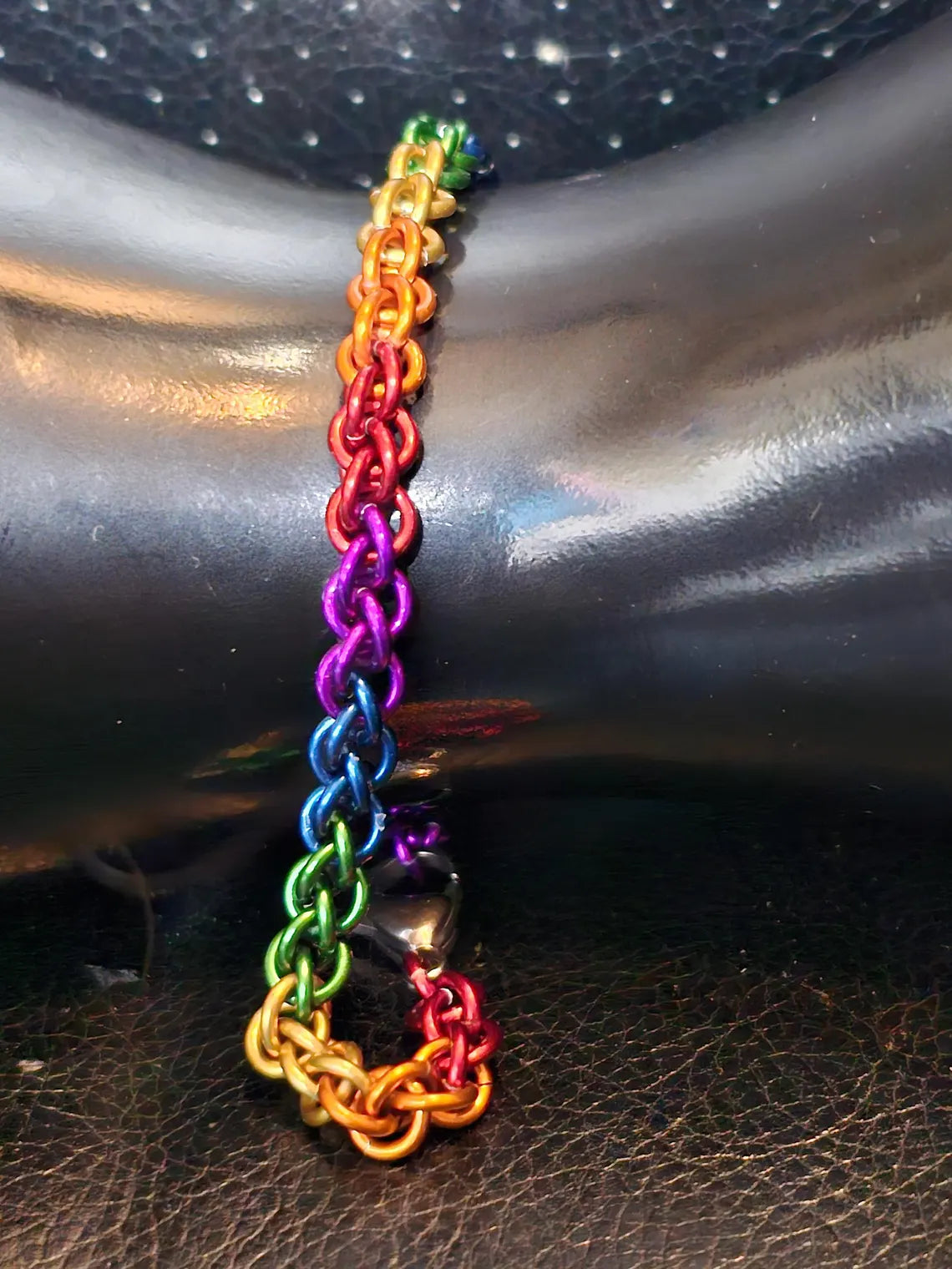 Rainbow Pride Chainmail Bracelet Anklet LGBTQ Pride Custom Size Anodized Aluminum JPL Weave