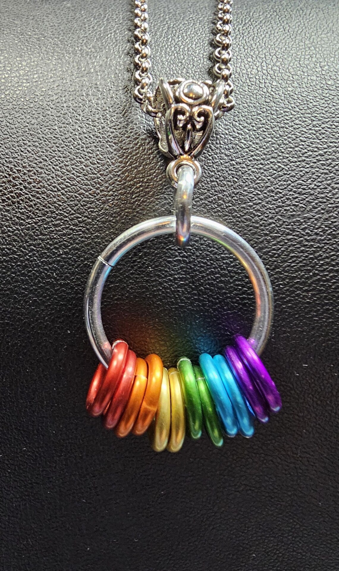 Customizable LGBTQIA Flag Minimalist Necklace Lightweight Aluminum Chainmail in your choice of PRIDE Flag