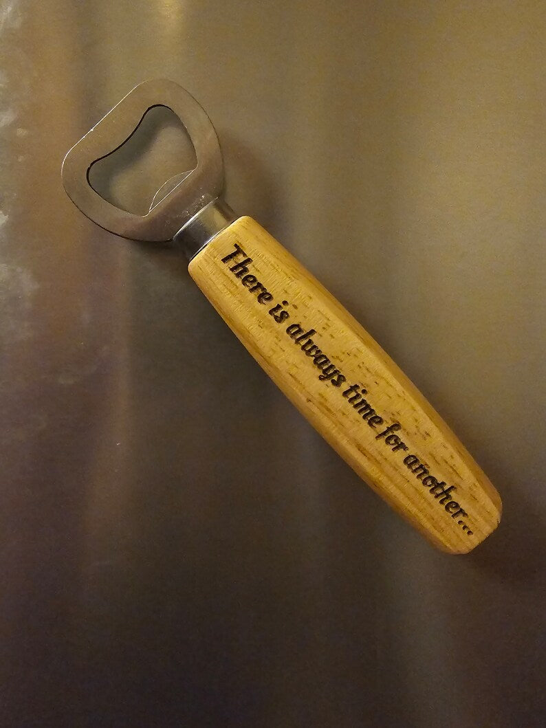 Laser Engraved Wooden and Stainless Steel Bottle Opener Gift Idea Birthday, Stocking Stuffer, Yankee Swap Gift