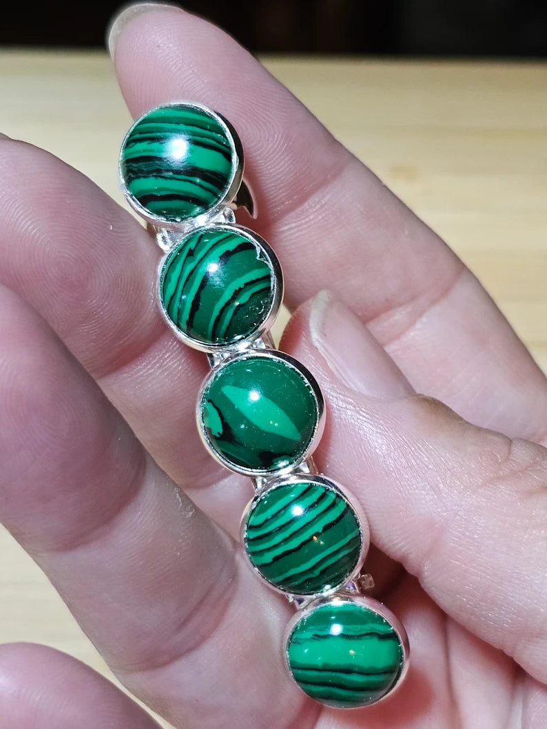 Malachite Green French Barrette - Elegant Silver Hair Clip Accessory for Weddings, Bridesmaid, Hair Jewelry, Crystal Mother's Day Gift