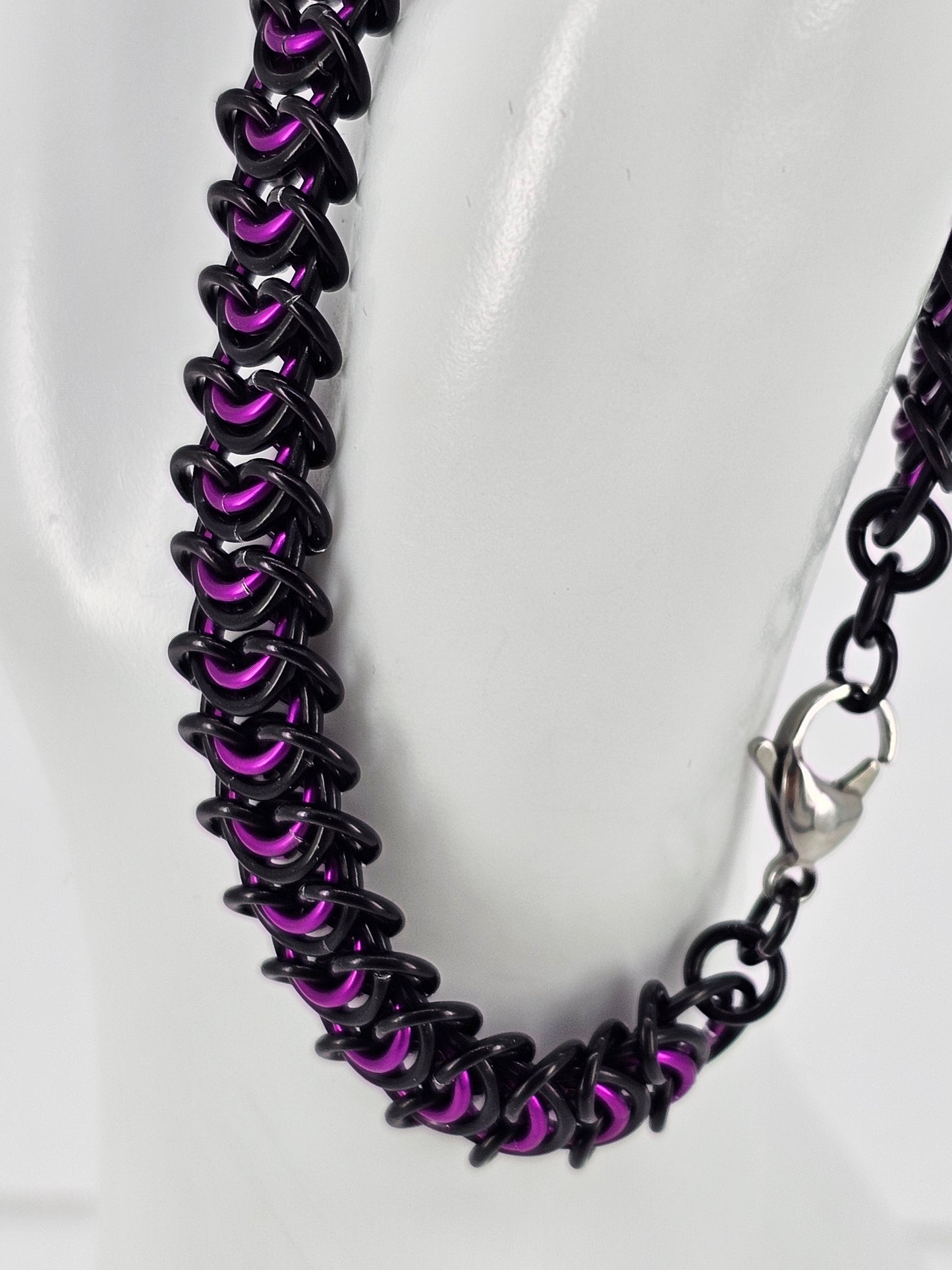 Custom Black and Purple Chainmail Bracelet Anklet Vertebrae Chainmail