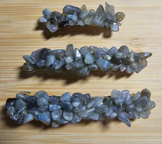 Labradorite Wire Wrapped Crystal Chip Gemstone Barrette Hair Clip Multiple Sizes ~ 60MM ~ 80MM ~ 100MM ~ Boho ~ Wedding ~ Hair Jewelry