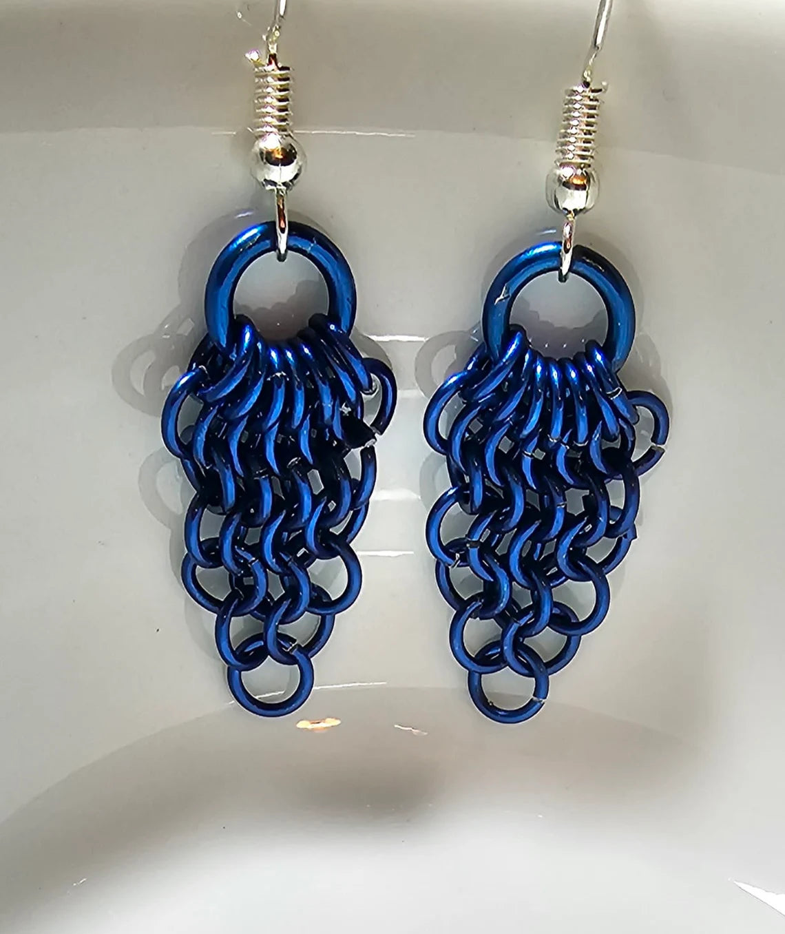 Custom Color Anodized Aluminum Fan Chainmail Earrings European 4 in1 Fantasy SCA Lightweight Earrings