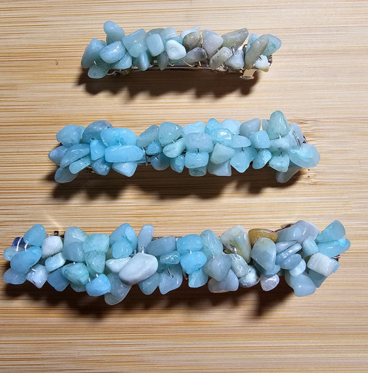 Amazonite Wire Wrapped Crystal Chip Gemstone Barrette Hair Clip ~ 60MM ~ 80MM ~ 100MM ~ Boho ~ Wedding ~ Hair Jewelry ~ Hair Decoration