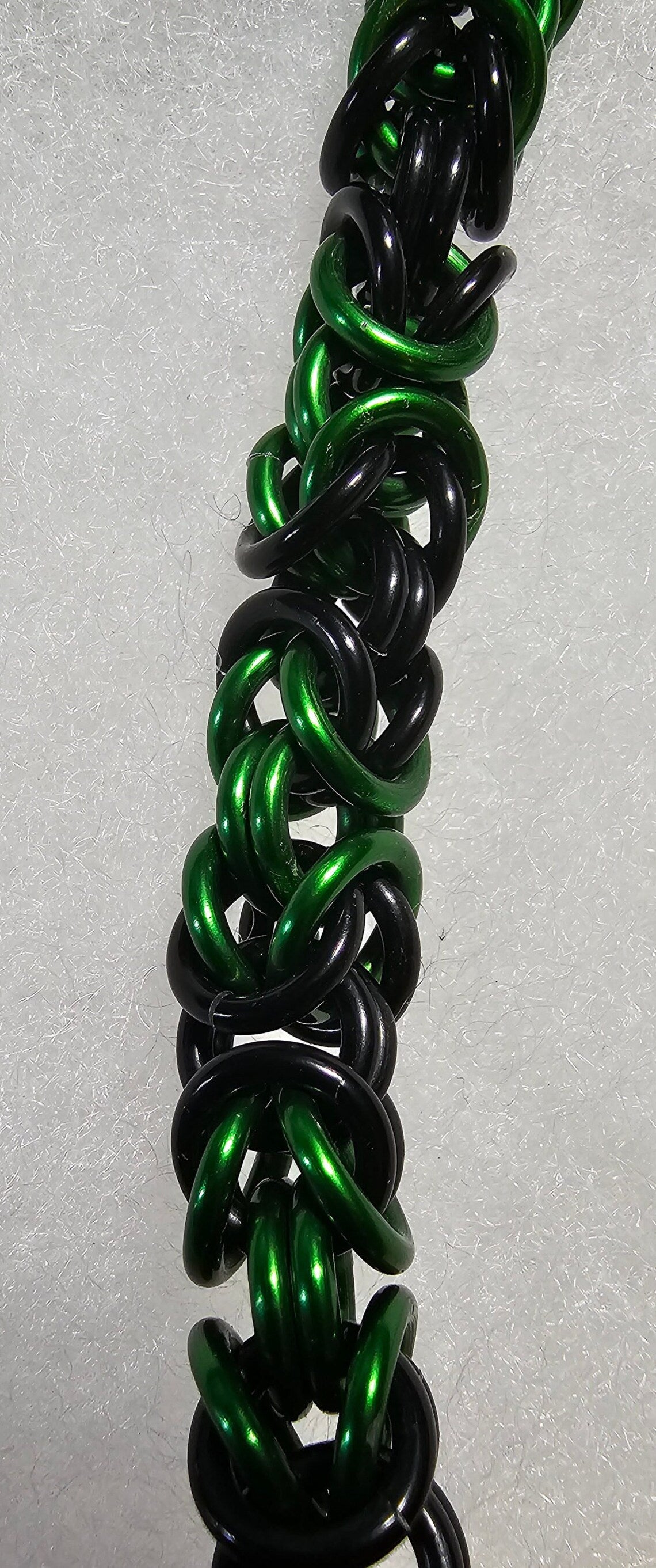 Black and Green Anodized Aluminum Byzantine Chainmail Bracelet