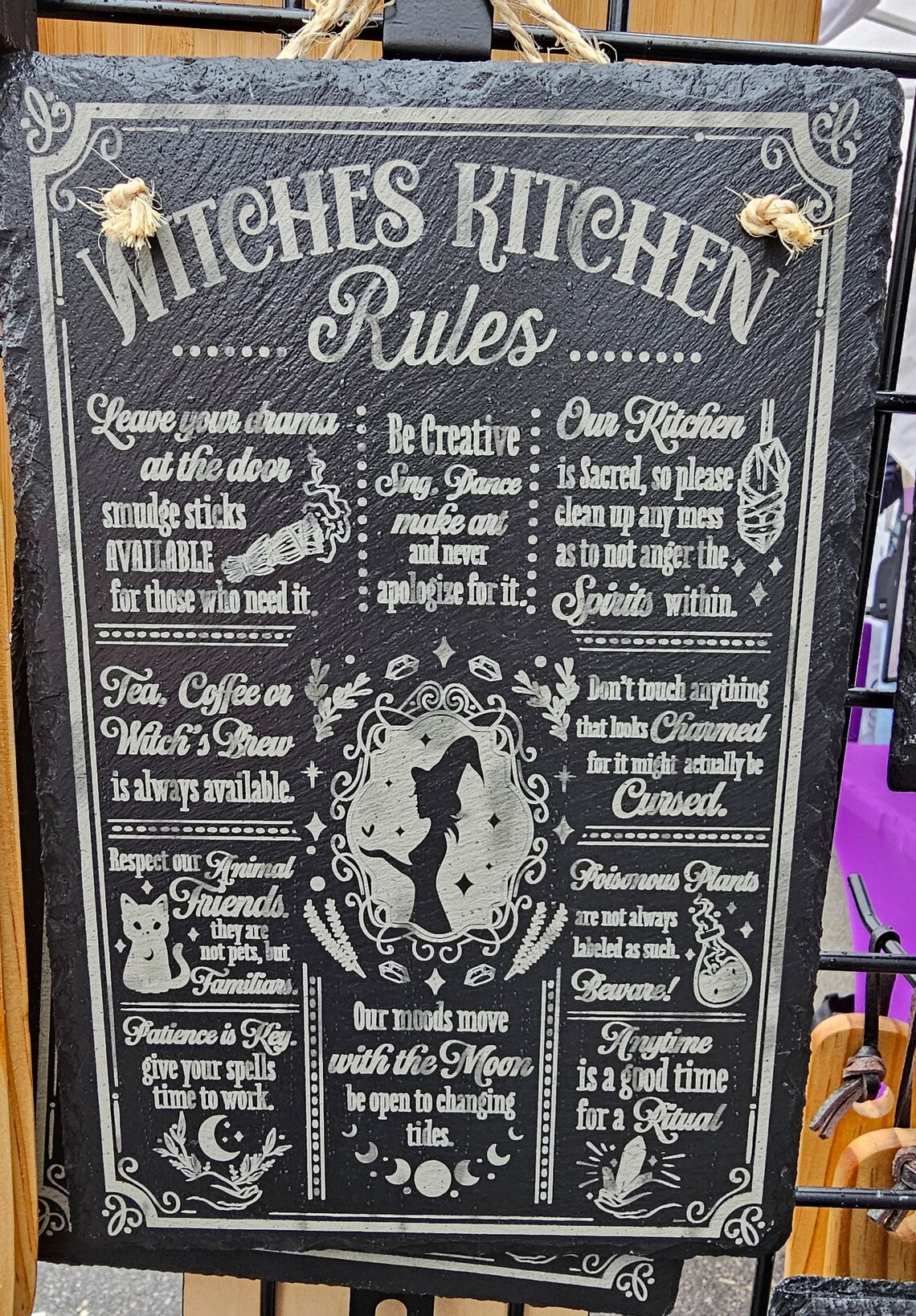 Witches Kitchen Rules Laser Engraved Slate Sign