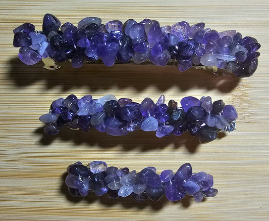 Amethyst Barrette Wire Wrapped Crystal Chip Gemstone Hair Clip Slide  Multiple Sizes February Birthstone Wedding Bridesmaid Gift