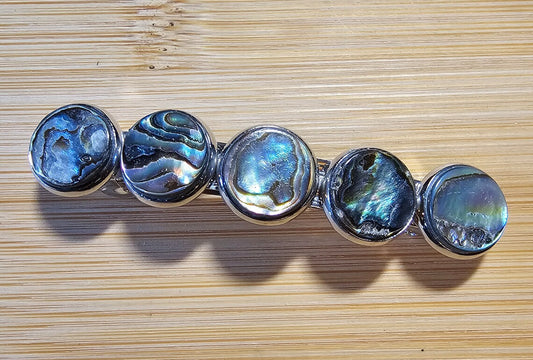 Abalone Silver French Barrette - Unique Wedding Hair Accessory, Hair Clip for Women, Bridesmaid, Elegant Mother's Day Gift,