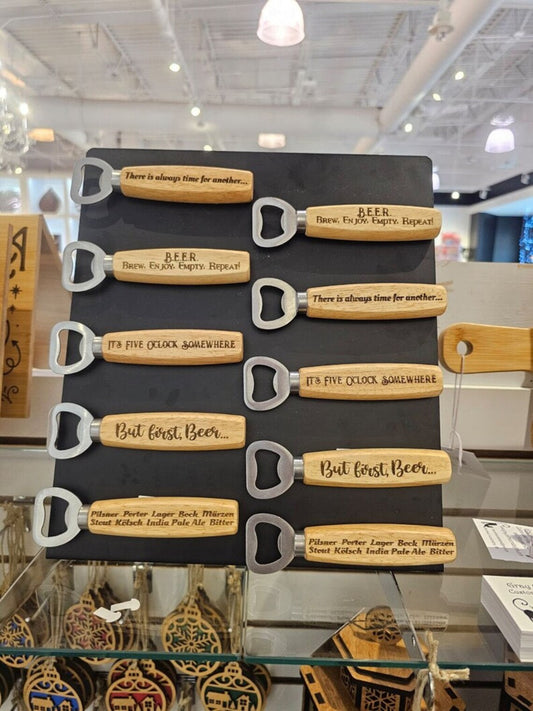 Custom Magnetic Wooden Bottle Opener - Personalized Gift for Him - Engraved for Birthdays, Weddings, Anniversaries, Father's Day, Groomsman