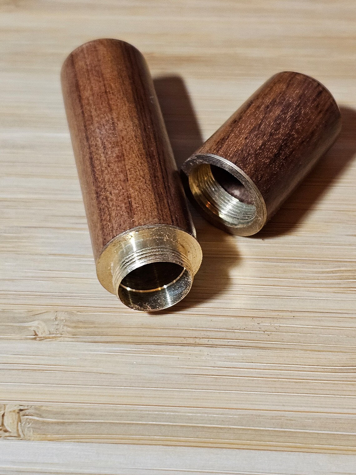 Wooden Tapestry Needle Storage Case, Brass Screw Top Round Container for Cross Stitch and Embroidery, Unique Sewing Gift