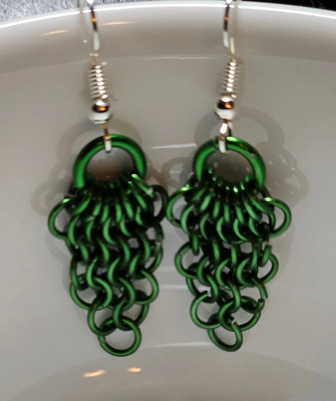 Custom Color Anodized Aluminum Fan Chainmail Earrings European 4 in1 Fantasy SCA Lightweight Earrings