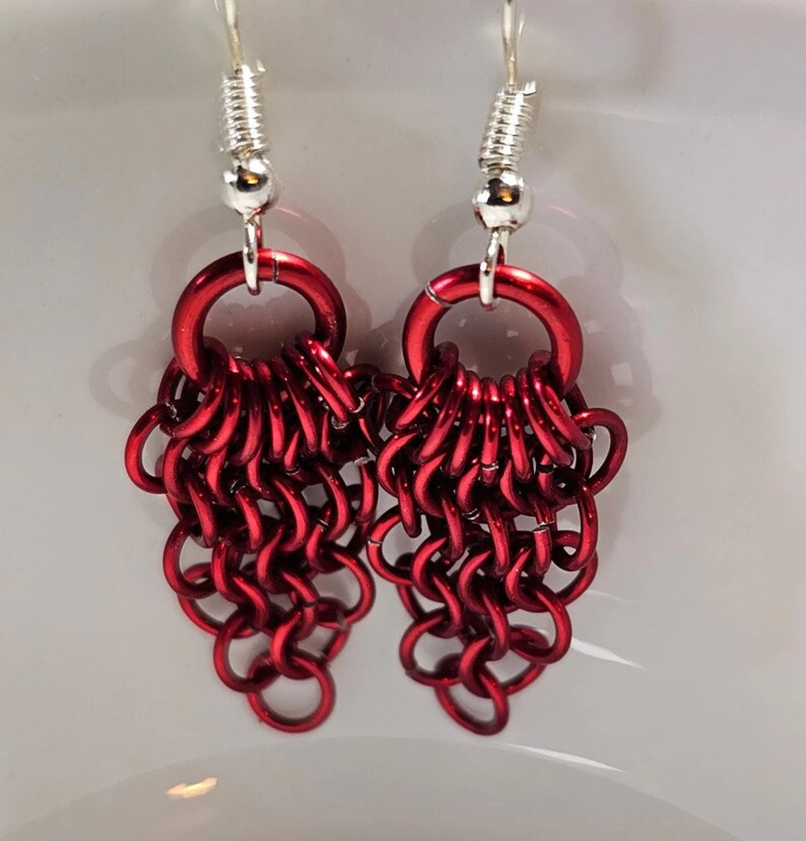 Custom Color Anodized Aluminum Fan Chainmail Earrings European 4 in1 Fantasy SCA Lightweight Earrings
