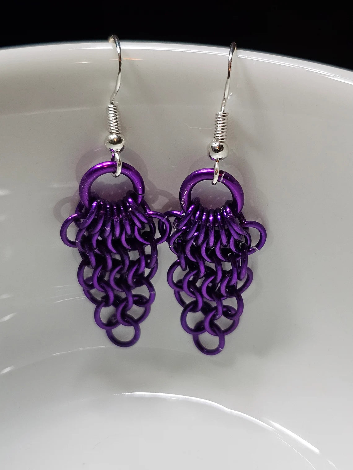 Custom Color Anodized Aluminum Fan Chainmail Earrings European 4 in1 Fantasy SCA Lightweight Earrings