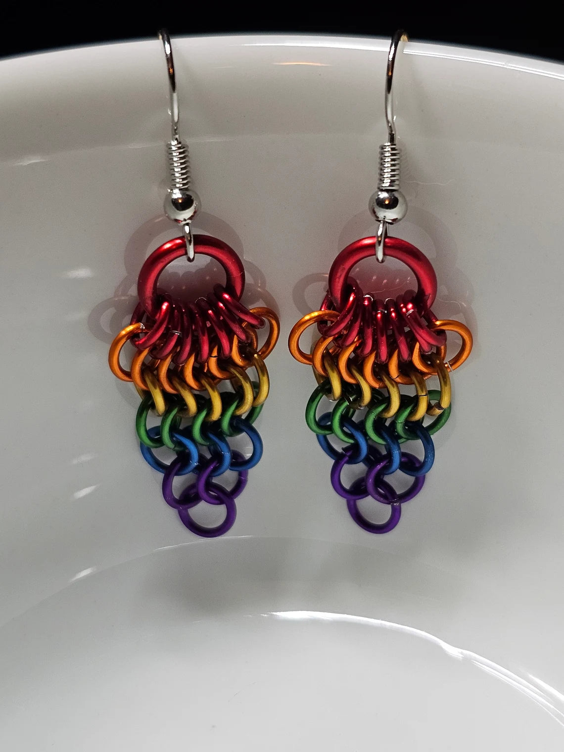 Custom Color Anodized Aluminum Fan Chainmail Earrings European 4 in1 Fantasy SCA Lightweight Earrings