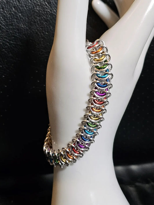 Custom Rainbow Chainmail Bracelet LGBTQIA Pride Anklet Vertebrae Chainmail