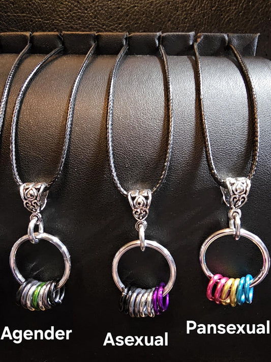 Customizable LGBTQIA Flag Minimalist Necklace Lightweight Aluminum Chainmail in your choice of PRIDE Flag