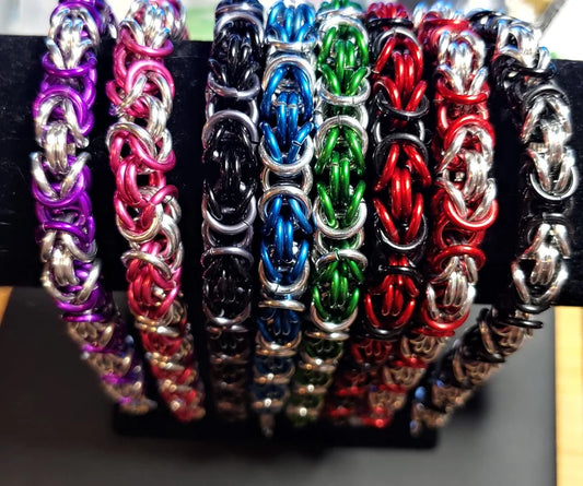 Custom Byzantine Chainmail Bracelet - Multi Color Design Lightweight Anodized Aluminum - Personalized Colors