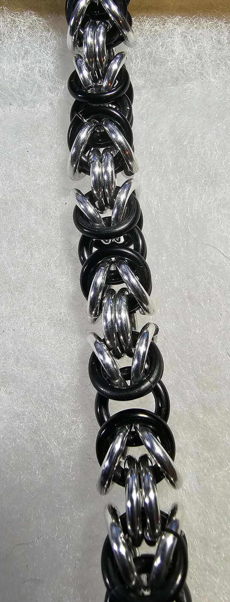 Black and Silver Anodized Aluminum Byzantine Chainmail Bracelet
