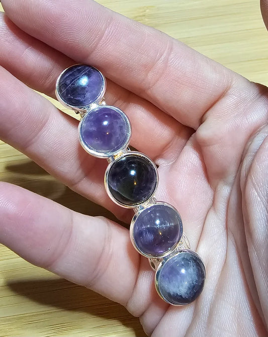 Amethyst Purple French Barrette - Elegant Silver Hair Clip Accessory for Weddings, Bridesmaid, Hair Jewelry, Crystal Mother's Day Gift