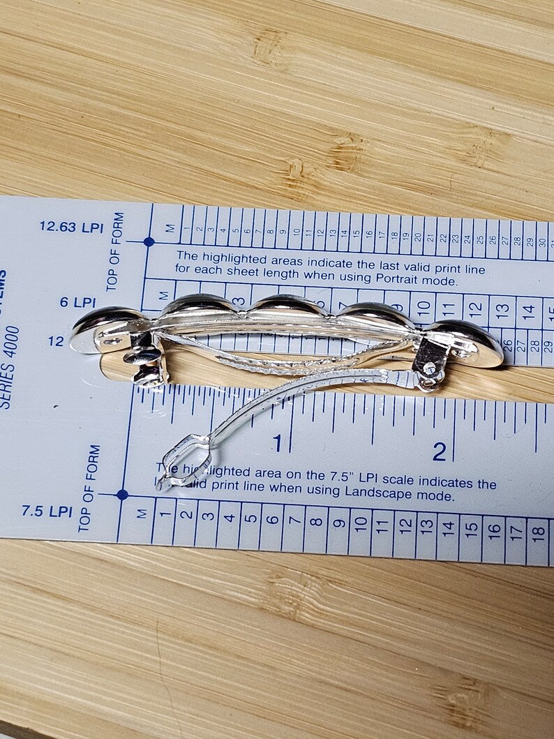 Black Marble Silver French Barrette ~ Elegant Silver Hair Clip Accessory for Weddings, Bridesmaid, Hair Jewelry, Mother's Day Gift
