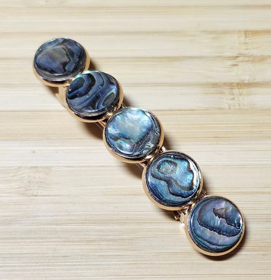 Abalone Gold French Barrette - Unique Wedding Hair Accessory, Hair Clip for Women, Bridesmaid, Elegant Mother's Day Gift