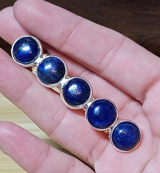 Lapis Lazuli Blue French Barrette - Elegant Silver Hair Clip Accessory for Weddings, Bridesmaid, Hair Jewelry, Crystal Mother's Day Gift