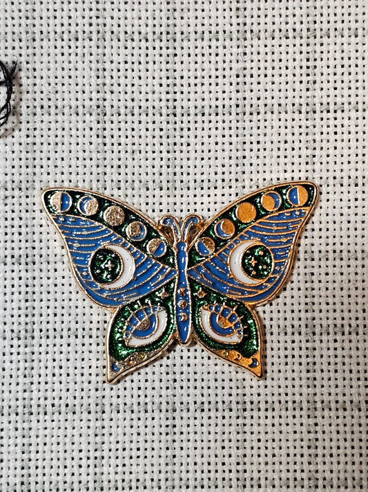 Magnetic Needle Minder Glittery Moon Luna Butterfly Embroidery Cross Stitch Needlepoint Diamond Painting Enamel Metal Refrigerator Magnet