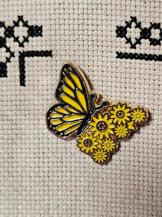 Yellow Butterfly Sunflowers  Magnetic Needle Minder for Embroidery Cross Stitch Needlepoint Diamond Painting Enamel Metal Fridge Magnet