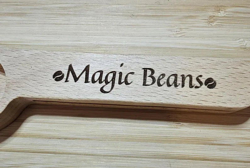 Personalized Wooden Coffee Scoop Java Bag Clip Laser Engraved with Your Saying!