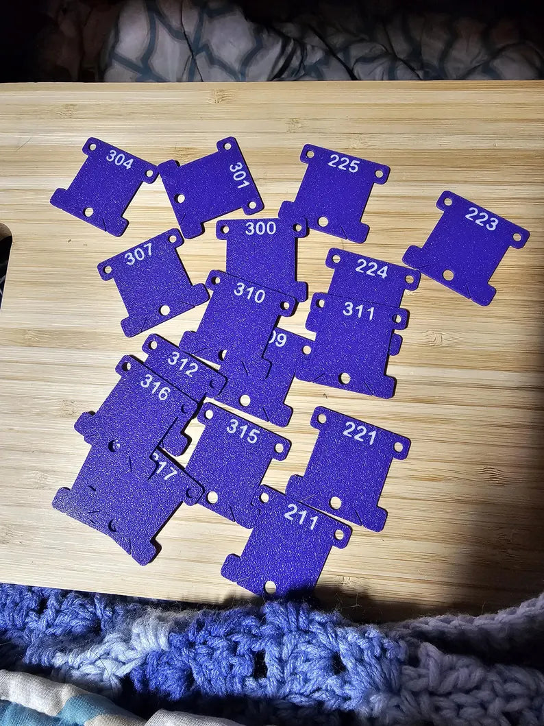 Full Set DMC Standard Numbered Embroidery Floss Bobbins 3D Printed For Cross Stitch, Embroidery, 500 Piece Set Include 1-ECRU Plus Blanks