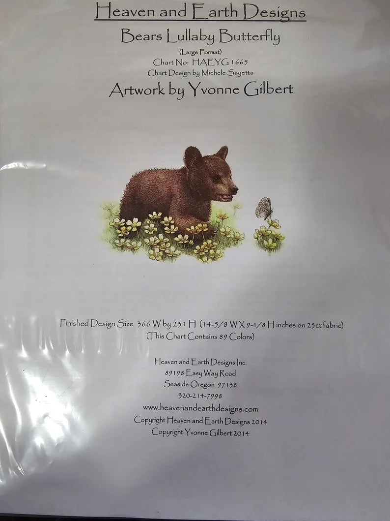 Bears Lullaby Butterfly - Artwork by Yvonne Gilbert, Heaven and Earth Designs Cross Stitch Paper Pattern