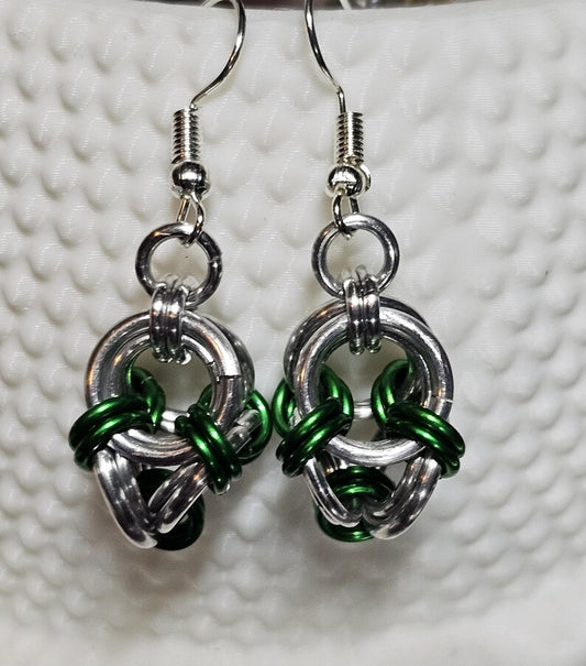 Polyhedron Chainmail Earrings - Silver with Choice of color!