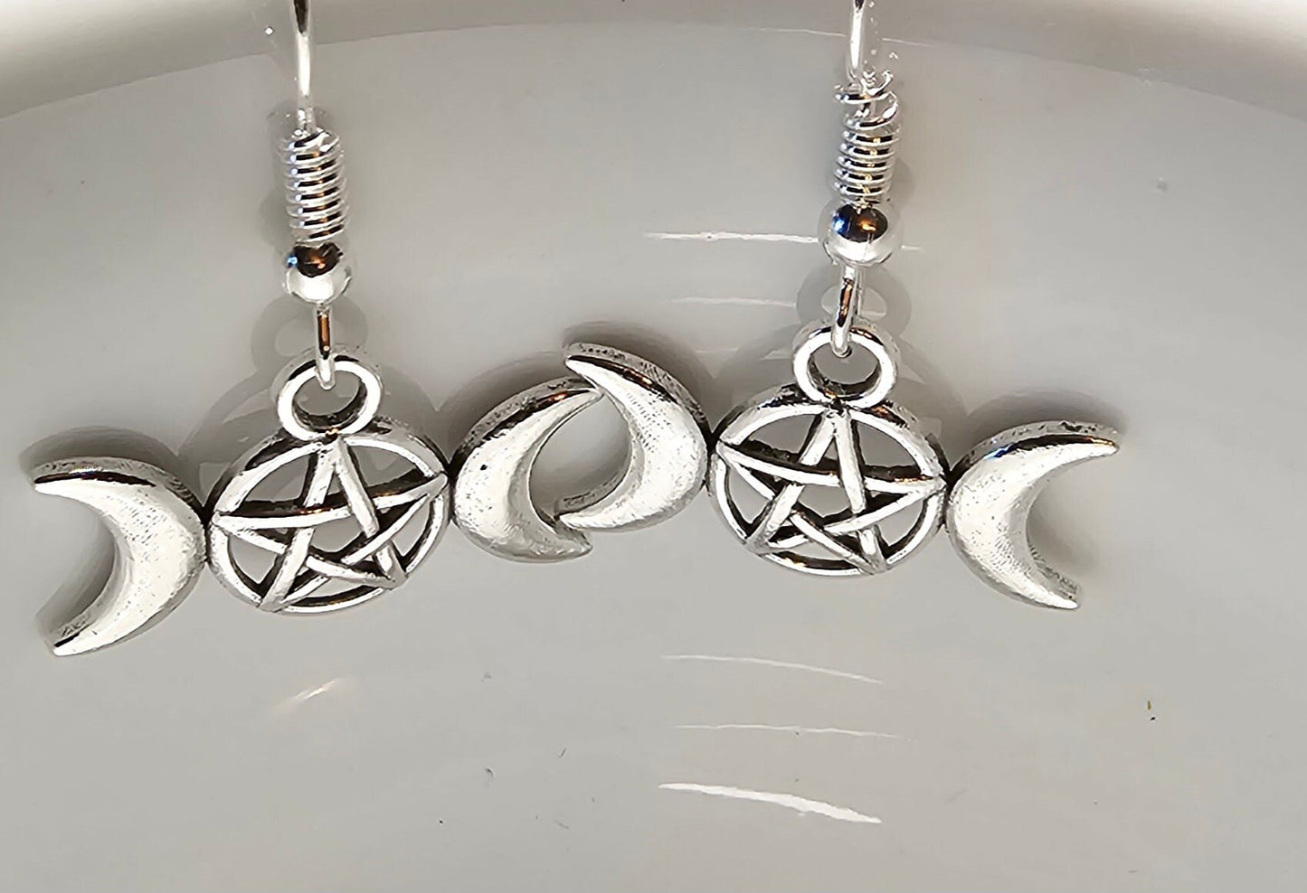 Triple Moon Pentacle Earrings