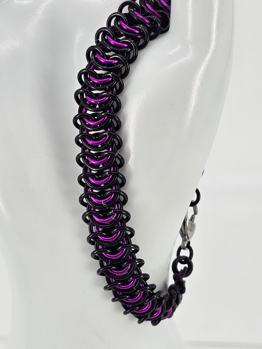 Custom Black and Purple Chainmail Bracelet Anklet Vertebrae Chainmail