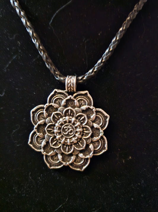 Lotus Flower Double Sided Pendant Necklace